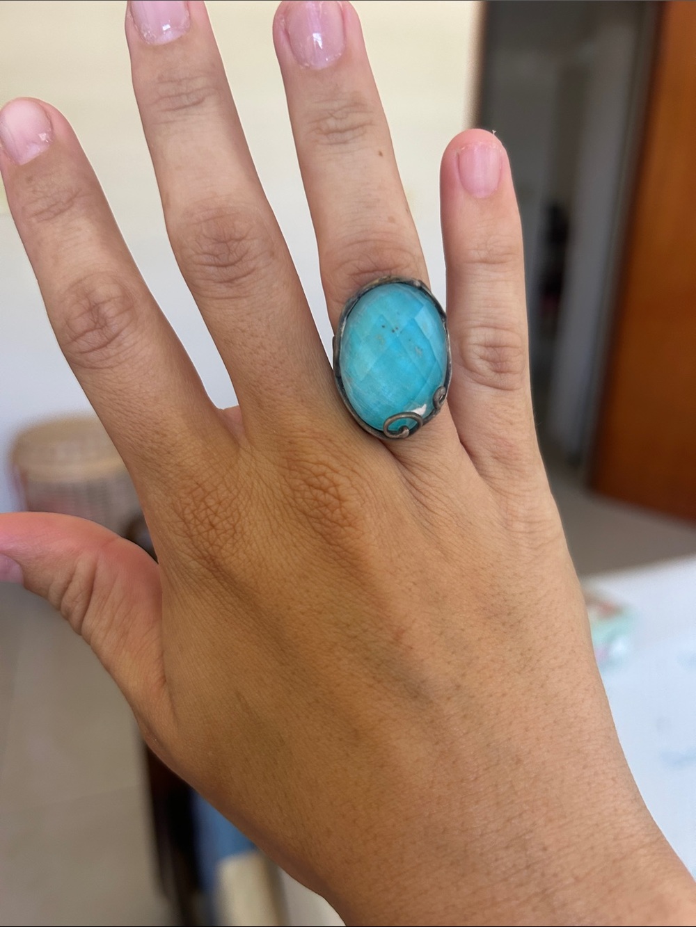 Turquoise Oval Stone Statement Ring